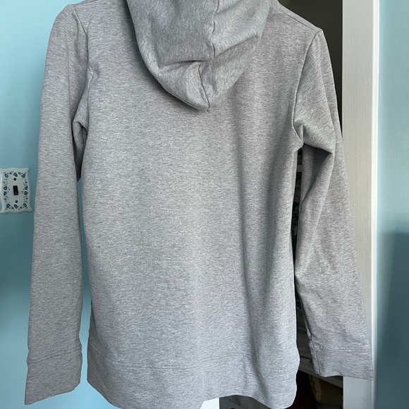 Patagonia Ladies Organic Cotton Hoodie, Heather Grey with stitching. as - Picture 7 of 8